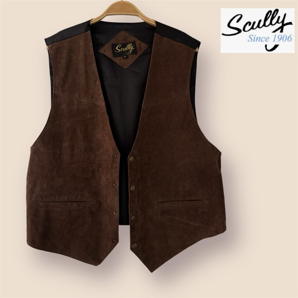 ποΈSALEποΈ Scully Men's Suede Leather Vest (Great Seal of The State of Oklahoma) - Picture 2 of 5
